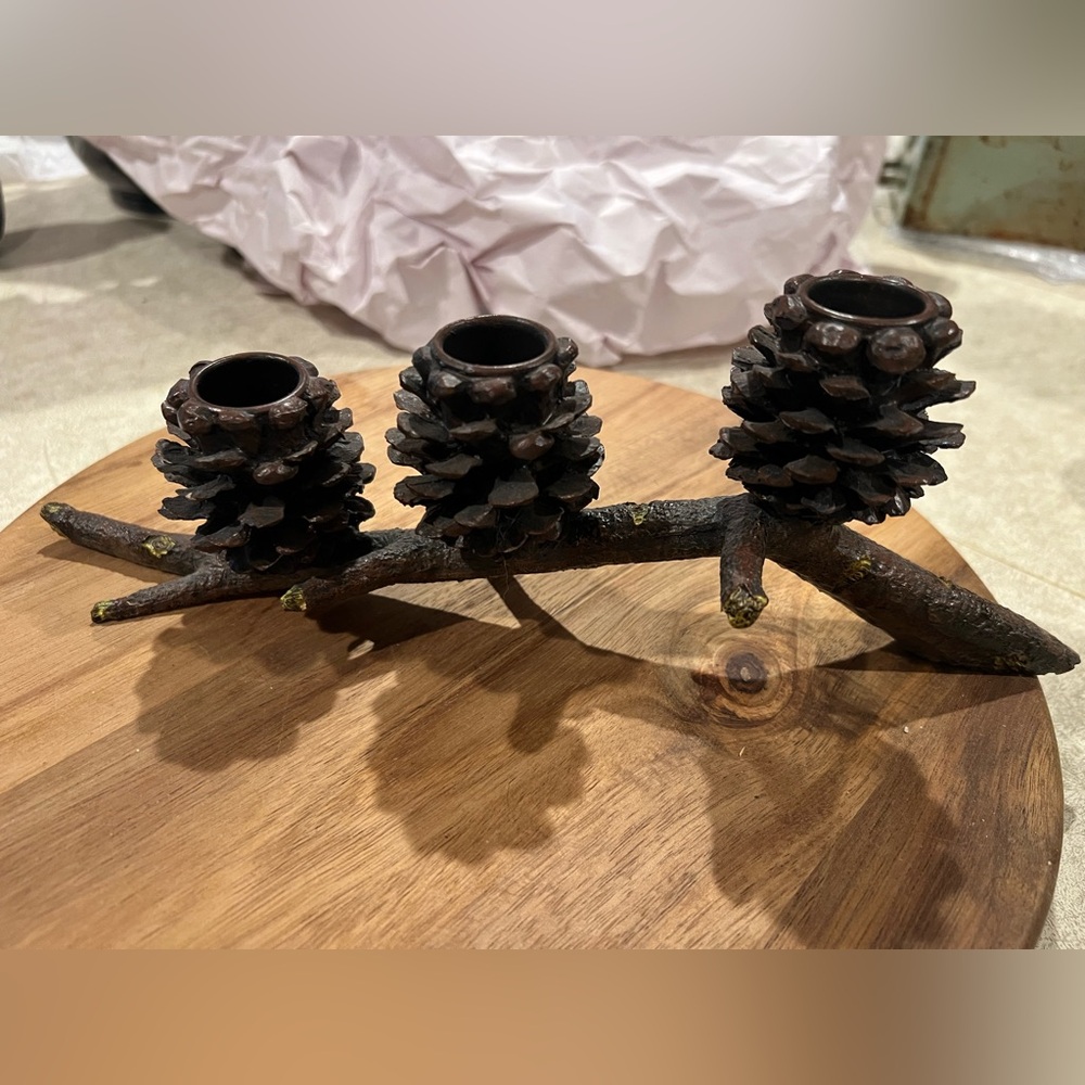 Rustic Pinecone Candle Holder